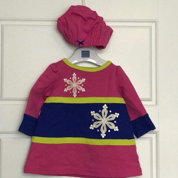 Hartstrings‎ Snowflake Applique Dress and Bloomers Set Baby Girl Size 6-9M Pink - Picture 2 of 9